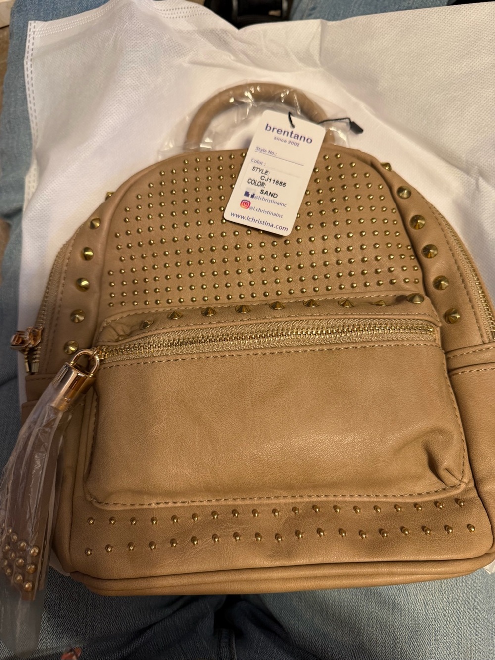 Brentano Sand Studded Mini Backpack - Sand